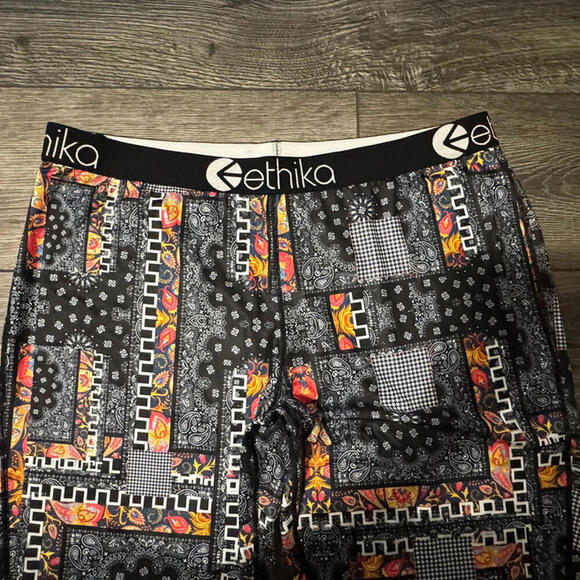 ethika Bandana Paisley Patchwork Mid-Rise XXL Leggings Black 12 Boho - Picture 2 of 5